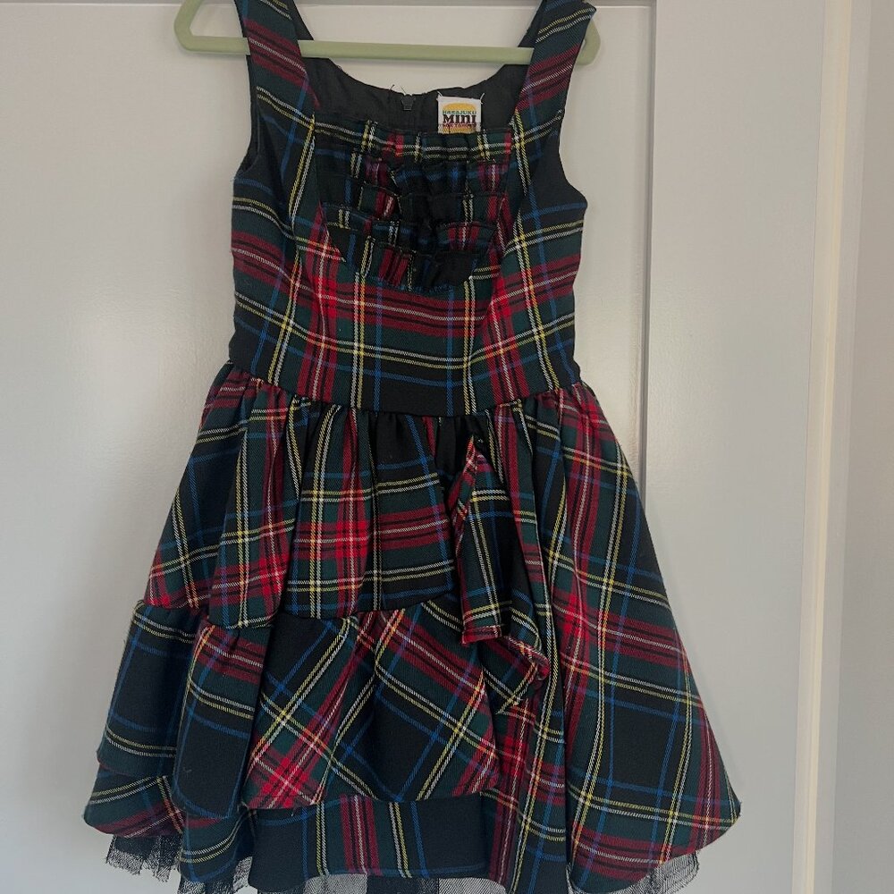 Harajuku Mini plaid dress tartan ruffle style Girls EUC sz XS 4-5